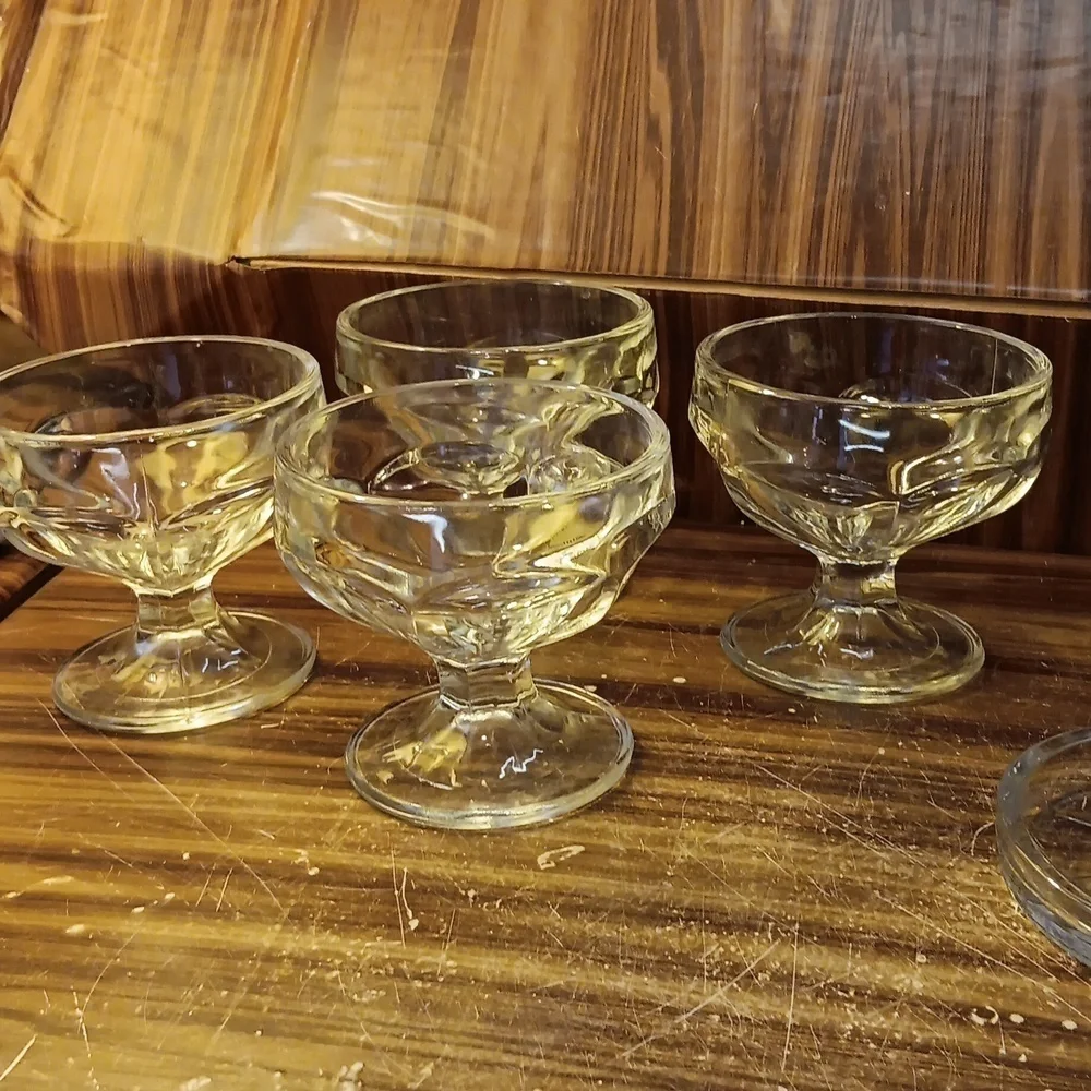 Vintage Federal Glass ice cream cups and holders